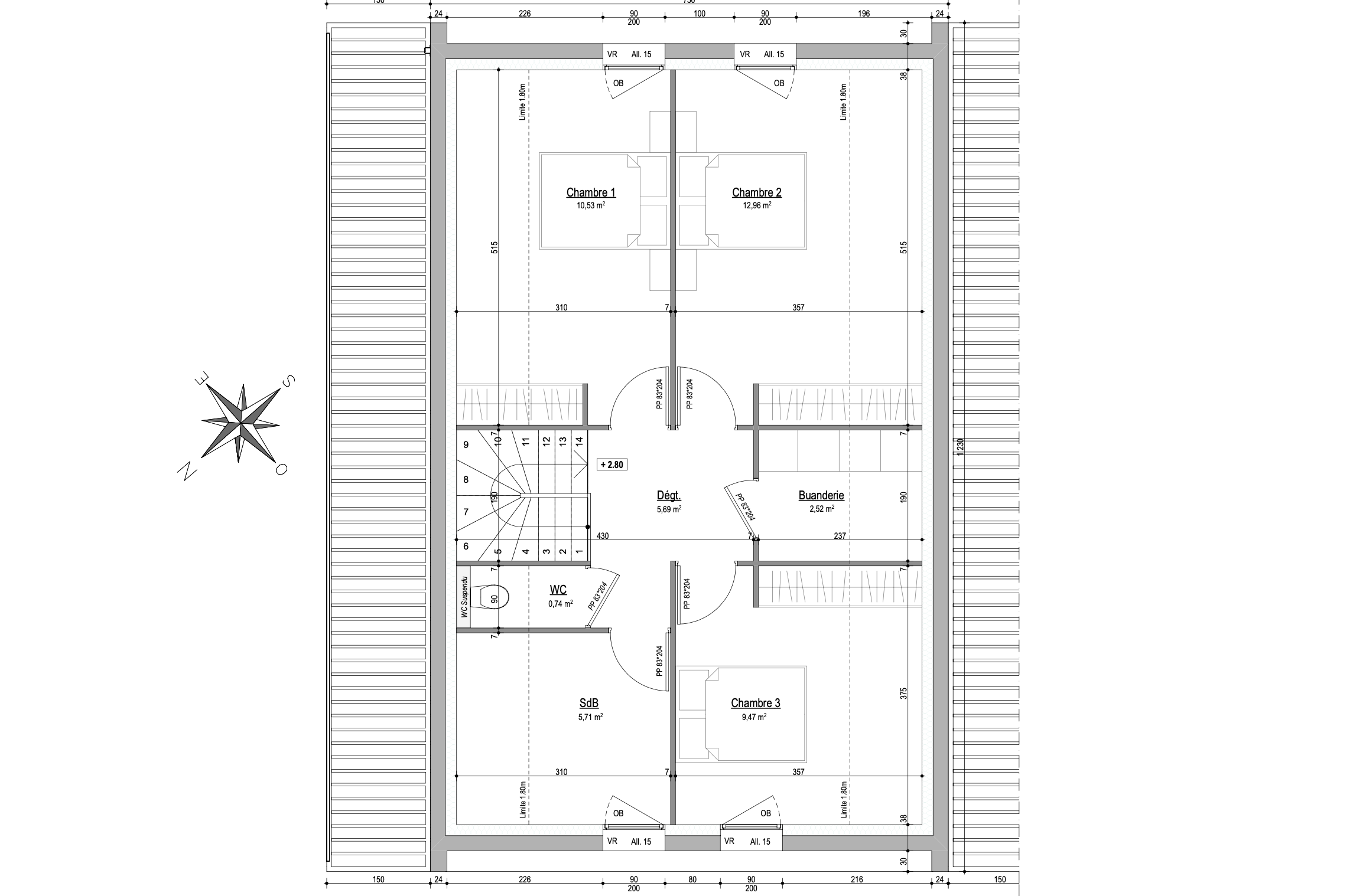 5 Maisons T4 97 m2 + garage de 18 m2