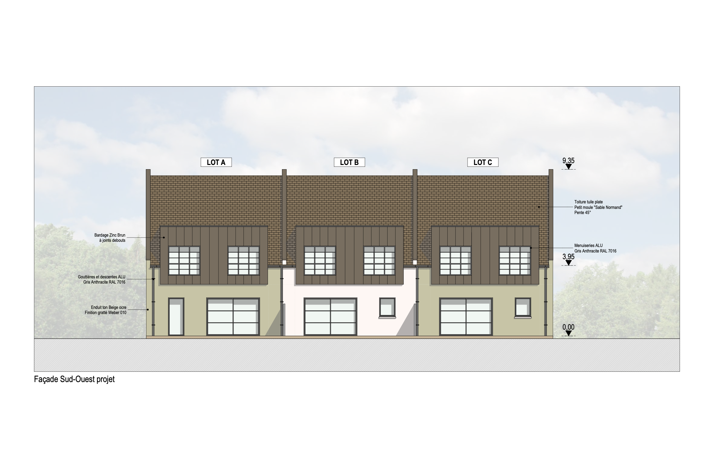 Maisons de ville R+2 121 m2 + garage de 42 m2 (Terrain + Maison)