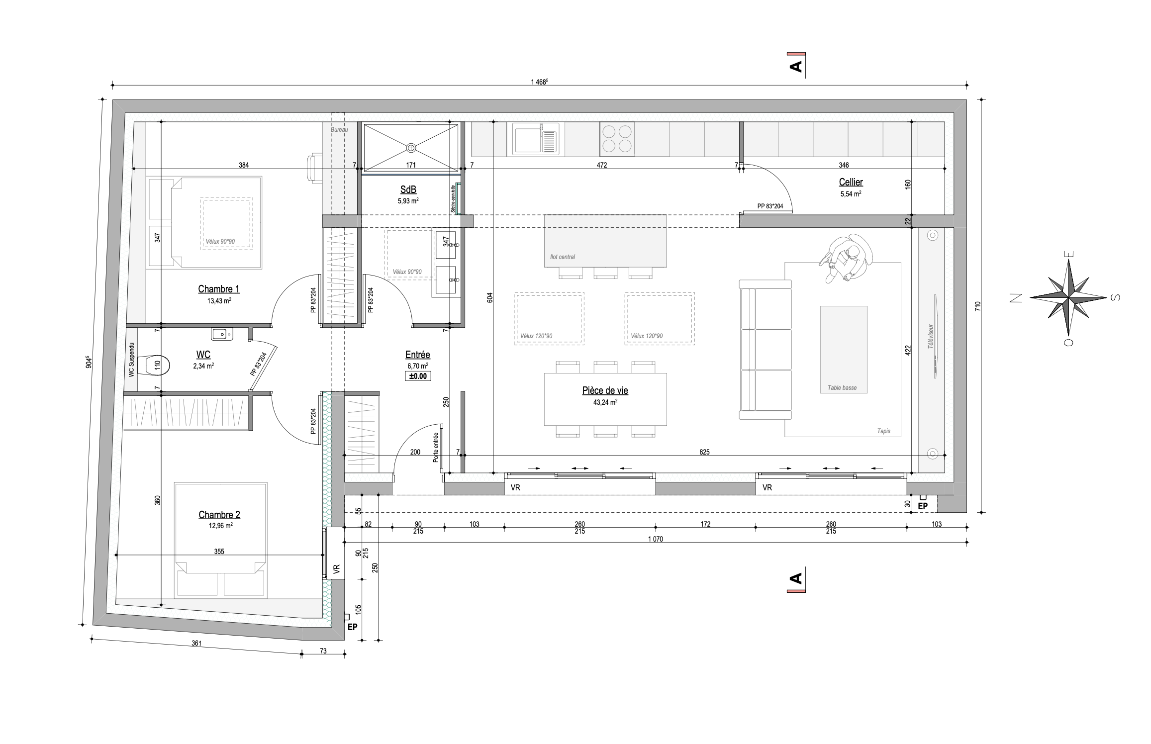 Maison Evolutive de vie de plain-pied de 90 m2 habitables (Terrain + Maison)